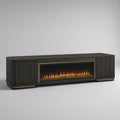 71 x 15.7 x 23.6 in Black and Gold MDF TV Stand with 42 in Electric Fireplace