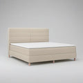 Queen Beige Upholstered Platform Bed Frame with Channel-Tufted Headboard, 64 x 85 x 44 in