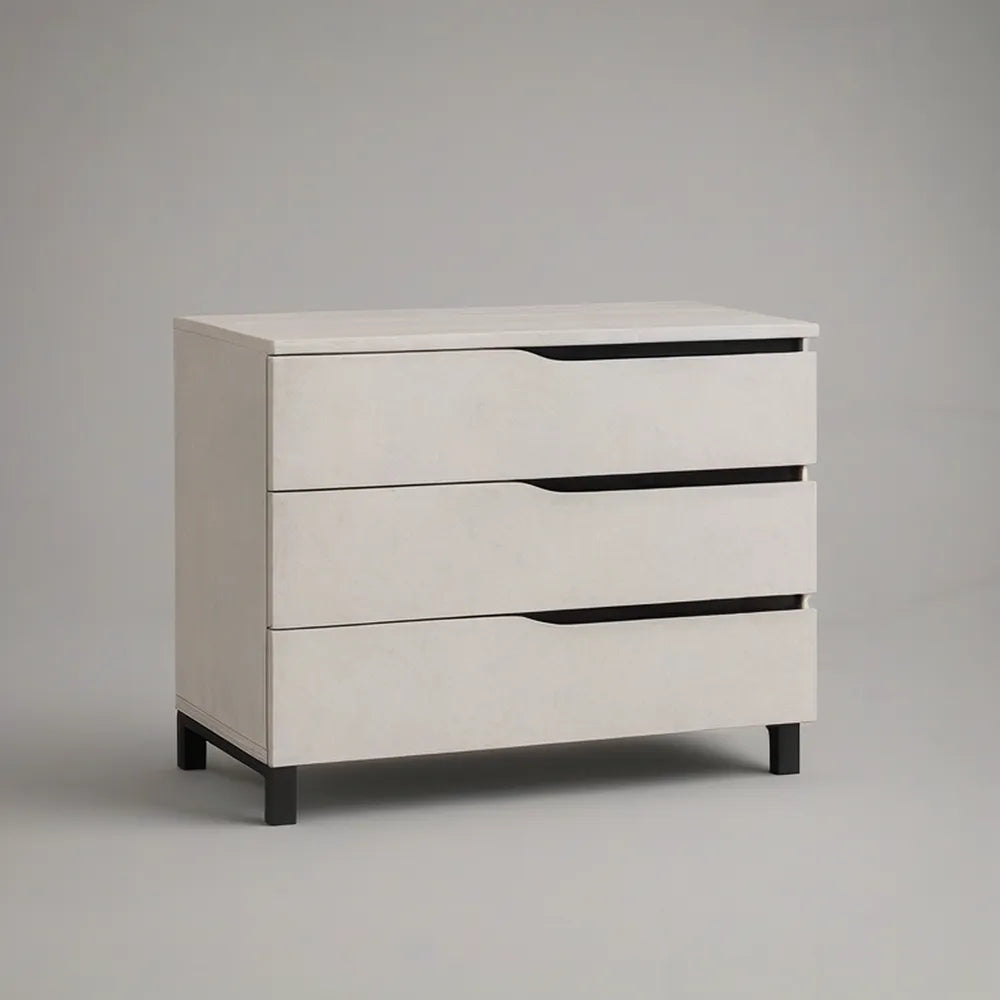 White 3-Drawer Freestanding Vanity Cabinet with Black Steel Legs, 31.5 x 15.7 x 31.5 in