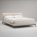 Queen Ivory Upholstered Bed Frame with Black Metal Legs, 63 x 83 x 43 in