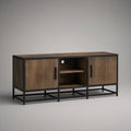 59 x 16 x 24 in Brown and Black Engineered Wood TV Stand with Steel Frame