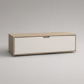 47.2 in Rectangular TV Stand with Storage Drawer, Natural Oak and White