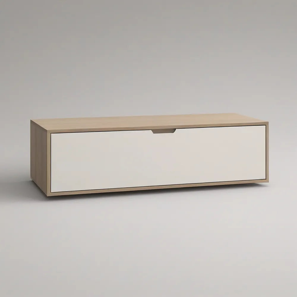 47.2 in Rectangular TV Stand with Storage Drawer, Natural Oak and White