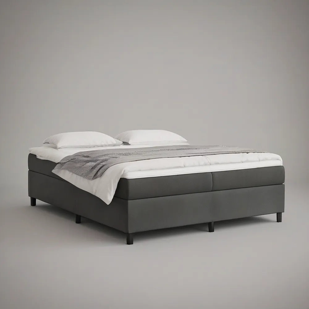 Queen Upholstered Platform Bed Frame, 80 in L x 60 in W x 14 in H, Dark Gray