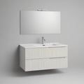 47.2 in Wall-Mounted White MDF Bathroom Vanity with Ceramic Sink, Mirror and Chrome Light