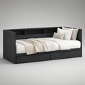 Twin Daybed Frame with 2 Storage Drawers and Rear Cubbies, Black, 80 x 42 x 36 in