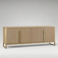 63 in 3-Door Fluted Light Oak Engineered Wood TV Stand with Gold Steel Legs, 63 x 15.7 x 31.5 in