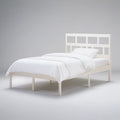 White Twin Solid Pine Wood Bed Frame with Open Rectangular Headboard, 79 x 42 x 39 in