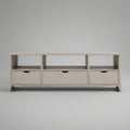 Light Beige TV Stand Media Console with 3 Drawers and 3 Open Shelves, 70.9 x 15.7 x 21.7 in