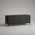 Black Two-Door Storage Cabinet with Steel Legs, 47.2 x 15.7 x 23.6 in