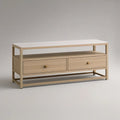 Light Oak TV Stand with 2 Drawers and Open Shelf, 47.2 x 15.7 x 23.6 in